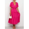 image:imageRVivimos Womens Summer Casual Ruffle ALine Midi DressHotpinkshortsleeve