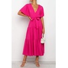 image:imageRVivimos Womens Summer Casual Ruffle ALine Midi DressHotpinkshortsleeve