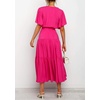 image:imageRVivimos Womens Summer Casual Ruffle ALine Midi DressHotpinkshortsleeve