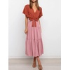 image:imageRVivimos Womens Summer Casual Ruffle ALine Midi DressOrangepinkshortsleeve