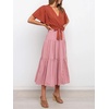image:imageRVivimos Womens Summer Casual Ruffle ALine Midi DressOrangepinkshortsleeve