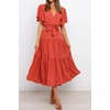 image:imageRVivimos Womens Summer Casual Ruffle ALine Midi DressOrangeshortsleeve