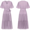 image:imageRVivimos Womens Summer Casual Ruffle ALine Midi DressPurpleshortsleeve