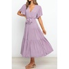 image:imageRVivimos Womens Summer Casual Ruffle ALine Midi DressPurpleshortsleeve