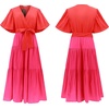 image:imageRVivimos Womens Summer Casual Ruffle ALine Midi DressRedhotpinkshortsleeve