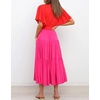 image:imageRVivimos Womens Summer Casual Ruffle ALine Midi DressRedhotpinkshortsleeve
