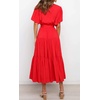 image:imageRVivimos Womens Summer Casual Ruffle ALine Midi DressRedshortsleeve