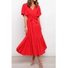 image:imageRVivimos Womens Summer Casual Ruffle ALine Midi DressRedshortsleeve