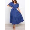image:imageRVivimos Womens Summer Casual Ruffle ALine Midi DressRoyalblueshortsleeve