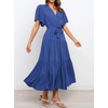image:imageRVivimos Womens Summer Casual Ruffle ALine Midi DressRoyalblueshortsleeve