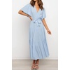 image:imageRVivimos Womens Summer Casual Ruffle ALine Midi DressSkyblueshortsleeve