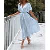 image:imageRVivimos Womens Summer Casual Ruffle ALine Midi DressSkyblueshortsleeve