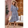image:imageRVivimos Womens Summer Casual Tie V Neck Floral Midi DressDarkblue