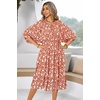 image:imageRVivimos Womens Summer Casual Tie V Neck Floral Midi DressOrange