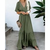 image:imageRVivimos Womens Summer Flowy Tie Back Boho Casual Maxi DressArmy Green