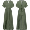 image:imageRVivimos Womens Summer Flowy Tie Back Boho Casual Maxi DressArmy Green