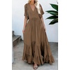 image:imageRVivimos Womens Summer Flowy Tie Back Boho Casual Maxi DressBrown