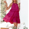 image:imageRVivimos Womens Summer Halter Ruffle Layered Mini DressHotpink