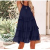 image:imageRVivimos Womens Summer Halter Ruffle Layered Mini DressNavyblue