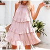 image:imageRVivimos Womens Summer Halter Ruffle Layered Mini DressPink