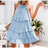 image:imageRVivimos Womens Summer Halter Ruffle Layered Mini DressSkyblue