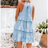 image:imageRVivimos Womens Summer Halter Ruffle Layered Mini DressSkyblue