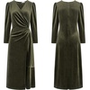 image:imageRVivimos Womens Velvet V Neck Wrap Dress Fall Winter Long Sleeve Waist Ruched Elastic Elegant Midi DressArmy Green