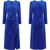 image:imageRVivimos Womens Velvet V Neck Wrap Dress Fall Winter Long Sleeve Waist Ruched Elastic Elegant Midi DressRoyal Blue