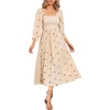 image:imageRVivimos Womens Cotton Floral Embroidered Boho Midi Dress with PocketsBeige