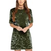 image:imageRVivimos Womens Crushed Velvet Short Sleeve Mini DressArmy Green