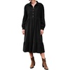 image:imageRVivimos Womens Fall Cotton Corduroy Button Up Midi DressBlack