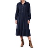 image:imageRVivimos Womens Fall Cotton Corduroy Button Up Midi DressNavy Blue
