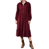 image:imageRVivimos Womens Fall Cotton Corduroy Button Up Midi DressWine Red
