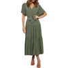 image:imageRVivimos Womens Summer Casual Ruffle ALine Midi DressArmygreenshortsleeve