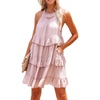 image:imageRVivimos Womens Summer Halter Ruffle Layered Mini DressPink