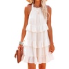 image:imageRVivimos Womens Summer Halter Ruffle Layered Mini DressWhite