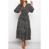 image:imageRVivimos Womens Fall Casual V Neck ALine Flowy Midi DressBlack