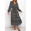 image:imageRVivimos Womens Fall Casual V Neck ALine Flowy Midi DressBlack