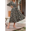 image:imageRVivimos Womens Fall Casual V Neck ALine Flowy Midi DressBlackfloral