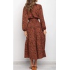 image:imageRVivimos Womens Fall Casual V Neck ALine Flowy Midi DressBrown