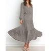 image:imageRVivimos Womens Fall Casual V Neck ALine Flowy Midi DressBrown2