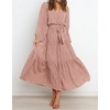 image:imageRVivimos Womens Fall Casual V Neck ALine Flowy Midi DressDustyrose2