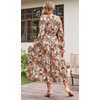 image:imageRVivimos Womens Fall Casual V Neck ALine Flowy Midi DressMultiyellow