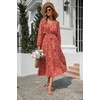 image:imageRVivimos Womens Fall Casual V Neck ALine Flowy Midi DressOrange