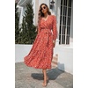 image:imageRVivimos Womens Fall Casual V Neck ALine Flowy Midi DressOrange