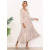 image:imageRVivimos Womens Fall Casual V Neck ALine Flowy Midi DressWhitebrown
