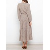 image:imageRVivimos Womens Fall Casual V Neck ALine Flowy Midi DressWhitebrown2