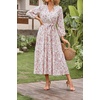 image:imageRVivimos Womens Fall Casual V Neck ALine Flowy Midi DressWhitepinkfloral