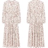 image:imageRVivimos Womens Fall Casual V Neck ALine Flowy Midi DressWhitepinkfloral