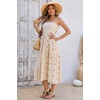 image:imageRVivimos Womens Floral Embroidered Spaghetti Strap DressBeige